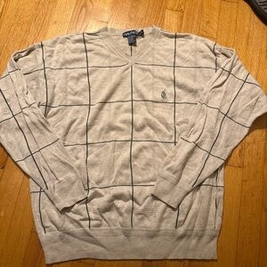 Nautica Gray V-Neck Sweater Classic Knit